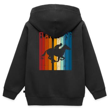 Course de plat - Courses de chevaux Cavaliers d’équitation - Sweat Premium à capuche zippé enfant bio - noir - Dos - AI Model Kid Male (0cm)