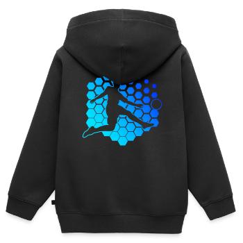 Fussballspieler Fussballer Fussballspielen - Kinder Premium Organic Zip Hoodie - Schwarz - Hinten - AI Model Kid Male (0cm)