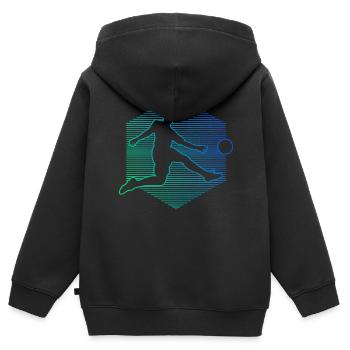 Fussballspielen Fussballspieler Fussballer - Kinder Premium Organic Zip Hoodie - Schwarz - Hinten - AI Model Kid Male (0cm)