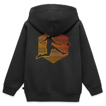Fussballspielen Herren Damen Fussballspieler - Kinder Premium Organic Zip Hoodie - Schwarz - Hinten - AI Model Kid Male (0cm)
