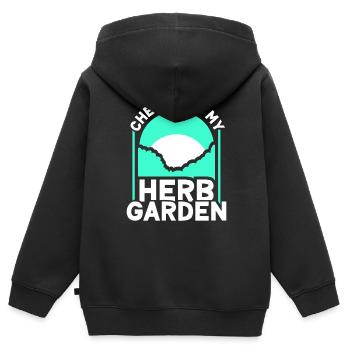 Découvrez mes herbes de jardin d’herbes aromatiques - Sweat Premium à capuche zippé enfant bio - noir - Dos - AI Model Kid Male (0cm)