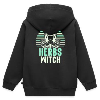 Herbes Sorcière Jardin d’herbes Herbologie - Sweat Premium à capuche zippé enfant bio - noir - Dos - AI Model Kid Male (0cm)