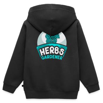Herb Gardener Herb Herb Garden Herbalisme - Sweat Premium à capuche zippé enfant bio - noir - Dos - AI Model Kid Male (0cm)
