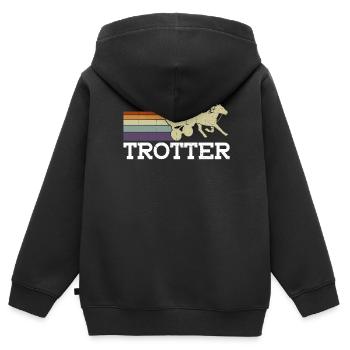 Traber - Cheval de course de chevaux - Sweat Premium à capuche zippé enfant bio - noir - Dos - AI Model Kid Male (0cm)