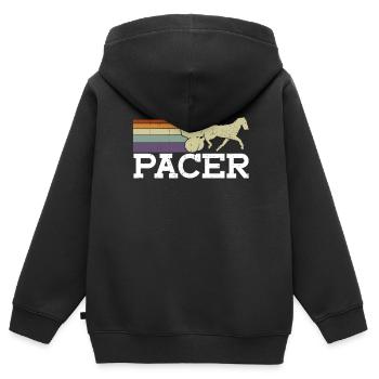 Pacer - Cheval de course de chevaux - Sweat Premium à capuche zippé enfant bio - noir - Dos - AI Model Kid Male (0cm)