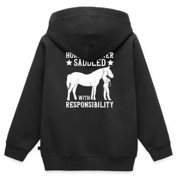 Pferdetrainerin mit Verantwortung - - Kinder Premium Organic Zip Hoodie - Schwarz - Hinten - AI Model Kid Male (0cm)