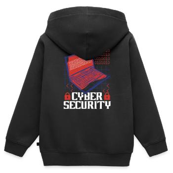 Cyber Sicherheit Hack IT Sicherheit Cybersecurity - Kinder Premium Organic Zip Hoodie - Schwarz - Hinten - AI Model Kid Male (0cm)