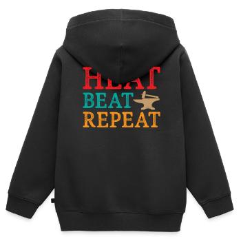 Blacksmith Heat Beat Repeat - Kids Premium Organic Zip-up Hoodie - black - Back - AI Model Kid Male (0cm)