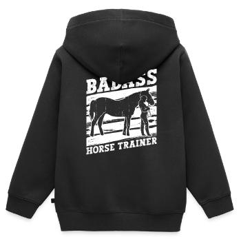 Badass Horse Trainer - Équitation - Sweat Premium à capuche zippé enfant bio - noir - Dos - AI Model Kid Male (0cm)