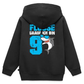 9 Jahre Haifisch Geburtstagsmotiv Jungen Geschenk - Kinder Premium Organic Zip Hoodie - Schwarz - Hinten - AI Model Kid Male (0cm)