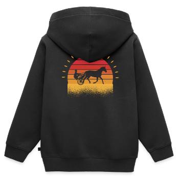 Trabrennpferd Trabrennsport Pferdesport Pferde - Kinder Premium Organic Zip Hoodie - Schwarz - Hinten - AI Model Kid Male (0cm)