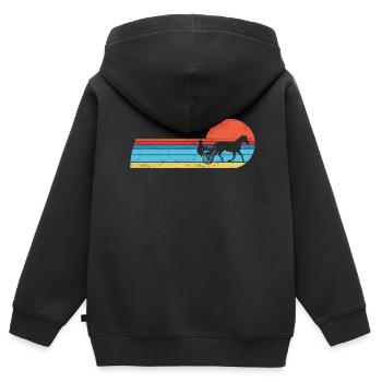 Trabrennpferd Trabrennsport Pferdesport Pferde - Kinder Premium Organic Zip Hoodie - Schwarz - Hinten - AI Model Kid Male (0cm)