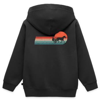 Trabrennpferd Trabrennsport Pferdesport Pferde - Kinder Premium Organic Zip Hoodie - Schwarz - Hinten - AI Model Kid Male (0cm)