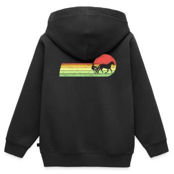 Trabrennpferd Trabrennsport Pferdesport Pferde - Kinder Premium Organic Zip Hoodie - Schwarz - Hinten - AI Model Kid Male (0cm)