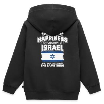 Israel - Kinder Premium Organic Zip Hoodie - Schwarz - Hinten - AI Model Kid Male (0cm)