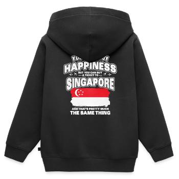 Singapour - Sweat Premium à capuche zippé enfant bio - noir - Dos - AI Model Kid Male (0cm)