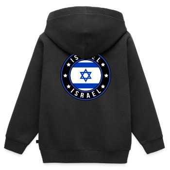 Israel - Kinder Premium Organic Zip Hoodie - Schwarz - Hinten - AI Model Kid Male (0cm)