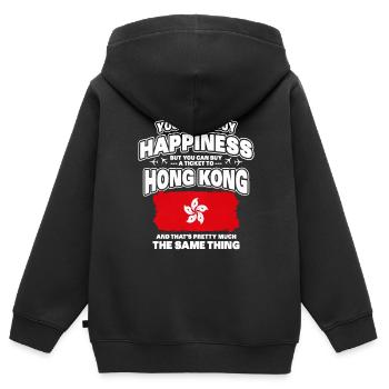 Hongkong - Kinder Premium Organic Zip Hoodie - Schwarz - Hinten - AI Model Kid Male (0cm)