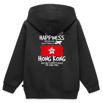 Hongkong - Kinder Premium Organic Zip Hoodie - Schwarz - Hinten - AI Model Kid Male (0cm)