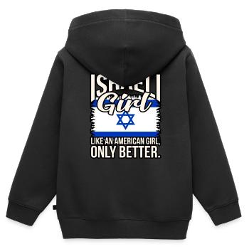 Israël Girl - Sweat Premium à capuche zippé enfant bio - noir - Dos - AI Model Kid Male (0cm)