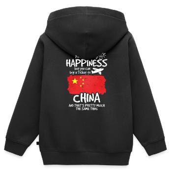 Chine - Sweat Premium à capuche zippé enfant bio - noir - Dos - AI Model Kid Male (0cm)