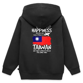 Taiwan - Sweat Premium à capuche zippé enfant bio - noir - Dos - AI Model Kid Male (0cm)