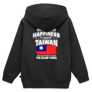 Taiwan - Sweat Premium à capuche zippé enfant bio - noir - Dos - AI Model Kid Male (0cm)