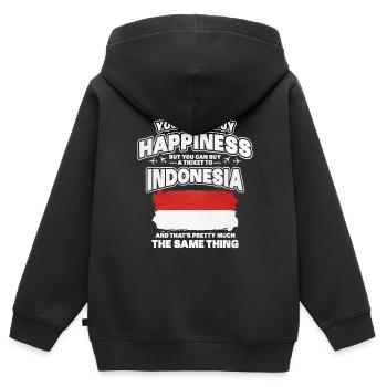 Indonesien - Kinder Premium Organic Zip Hoodie - Schwarz - Hinten - AI Model Kid Male (0cm)