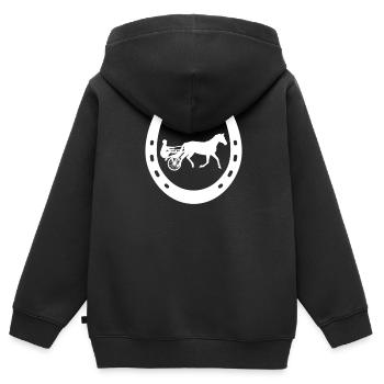 Trabrennpferd Trabrennsport Pferdesport Pferde - Kinder Premium Organic Zip Hoodie - Schwarz - Hinten - AI Model Kid Male (0cm)