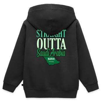 Saudi arabien - Kinder Premium Organic Zip Hoodie - Schwarz - Hinten - AI Model Kid Male (0cm)