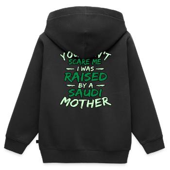 Saudi arabien - Kinder Premium Organic Zip Hoodie - Schwarz - Hinten - AI Model Kid Male (0cm)