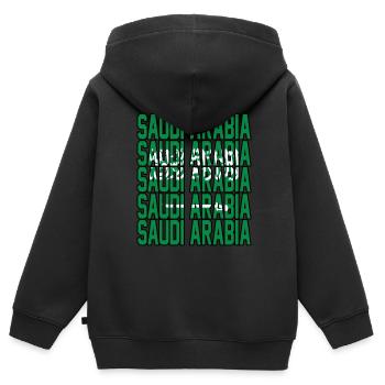 Saudi arabien - Kinder Premium Organic Zip Hoodie - Schwarz - Hinten - AI Model Kid Male (0cm)