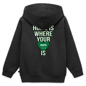 Saudi arabien - Kinder Premium Organic Zip Hoodie - Schwarz - Hinten - AI Model Kid Male (0cm)