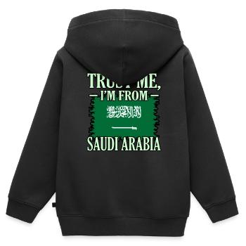 Arabie Saoudite - Sweat Premium à capuche zippé enfant bio - noir - Dos - AI Model Kid Male (0cm)