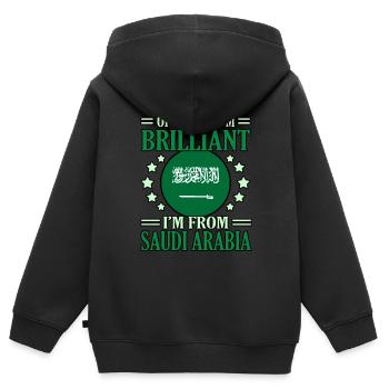 Saudi arabien - Kinder Premium Organic Zip Hoodie - Schwarz - Hinten - AI Model Kid Male (0cm)