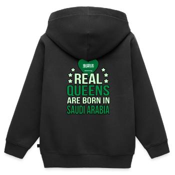 Saudi arabien - Kinder Premium Organic Zip Hoodie - Schwarz - Hinten - AI Model Kid Male (0cm)