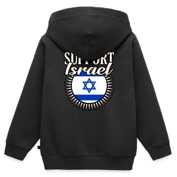 Israel - Kinder Premium Organic Zip Hoodie - Schwarz - Hinten - AI Model Kid Male (0cm)