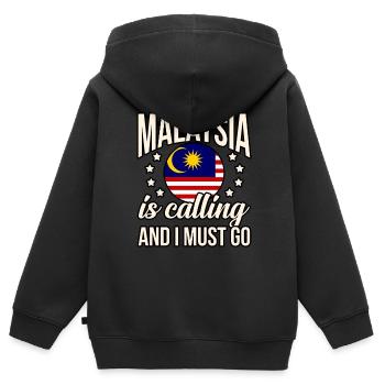 Malaysia - Kinder Premium Organic Zip Hoodie - Schwarz - Hinten - AI Model Kid Male (0cm)