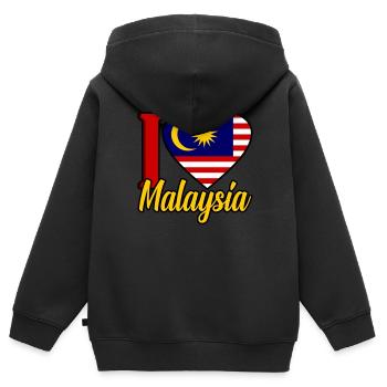 Malaysia - Kinder Premium Organic Zip Hoodie - Schwarz - Hinten - AI Model Kid Male (0cm)