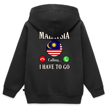 Malaysia - Kinder Premium Organic Zip Hoodie - Schwarz - Hinten - AI Model Kid Male (0cm)