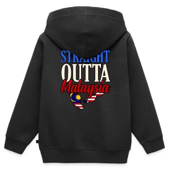 Malaysia - Kinder Premium Organic Zip Hoodie - Schwarz - Hinten - AI Model Kid Male (0cm)