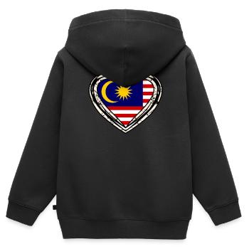 Malaysia - Kinder Premium Organic Zip Hoodie - Schwarz - Hinten - AI Model Kid Male (0cm)