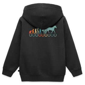 Trabrennpferd Trabrennsport Pferdesport Pferde - Kinder Premium Organic Zip Hoodie - Schwarz - Hinten - AI Model Kid Male (0cm)