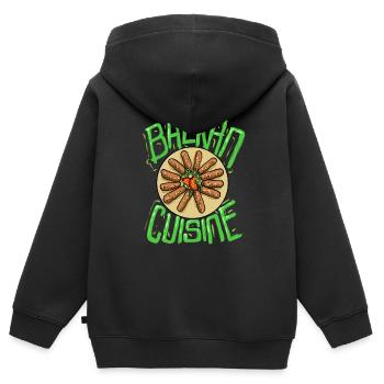 Cuisine balkanique Balkan Peppers Plat Nourriture - Sweat Premium à capuche zippé enfant bio - noir - Dos - AI Model Kid Male (0cm)