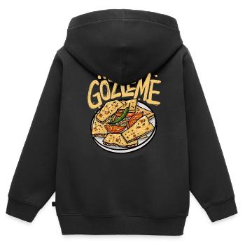 Gözleme Turkish Stuffed Food Cuisine - Kinder Premium Organic Zip Hoodie - Schwarz - Hinten - AI Model Kid Male (0cm)