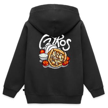 Gyros Food Gyros Lovers Balkan Cuisine - Kinder Premium Organic Zip Hoodie - Schwarz - Hinten - AI Model Kid Male (0cm)