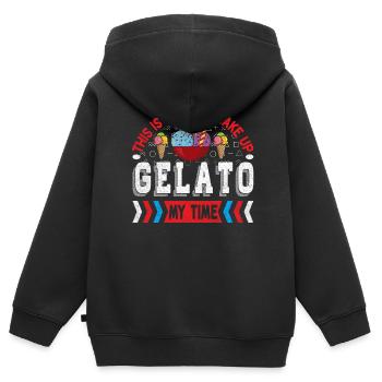 Dies Wird Gelato Meine Zeit Für Gefrorenes In - Kinder Premium Organic Zip Hoodie - Schwarz - Hinten - AI Model Kid Male (0cm)