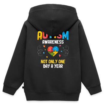 Autisme - Sweat Premium à capuche zippé enfant bio - noir - Dos - AI Model Kid Male (0cm)