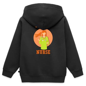 Médecin de vol Profession Médecin de vol Infirmier de vol - Sweat Premium à capuche zippé enfant bio - noir - Dos - AI Model Kid Male (0cm)