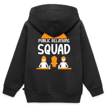 Équipe de relations publiques PR Öffentlichkeitsarbeit - Sweat Premium à capuche zippé enfant bio - noir - Dos - AI Model Kid Male (0cm)